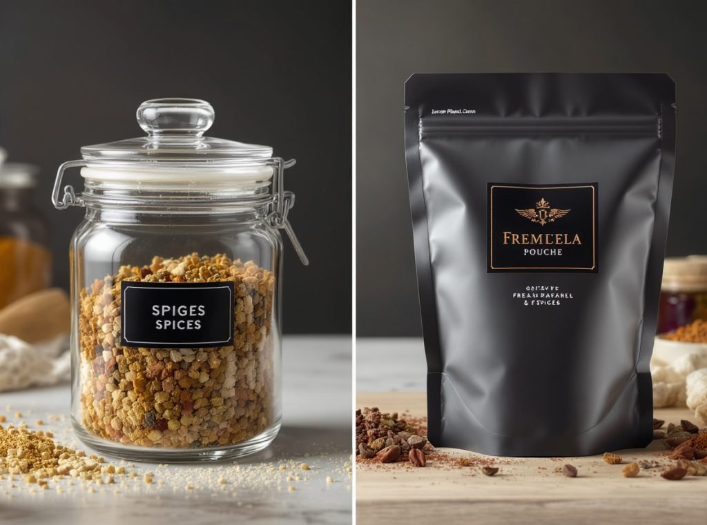 Glass jars versus flexible pouches comparison for spice packaging