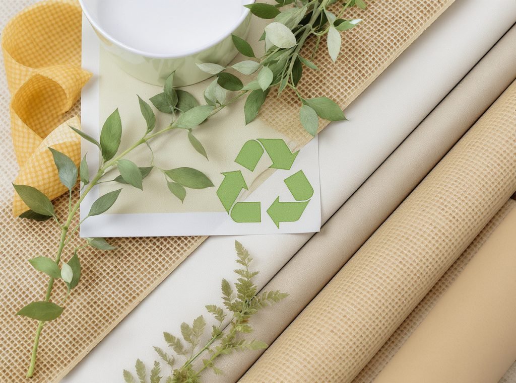 Sustainable dairy packaging materials showing recyclable and biodegradable alternatives for eco-friendly solutions