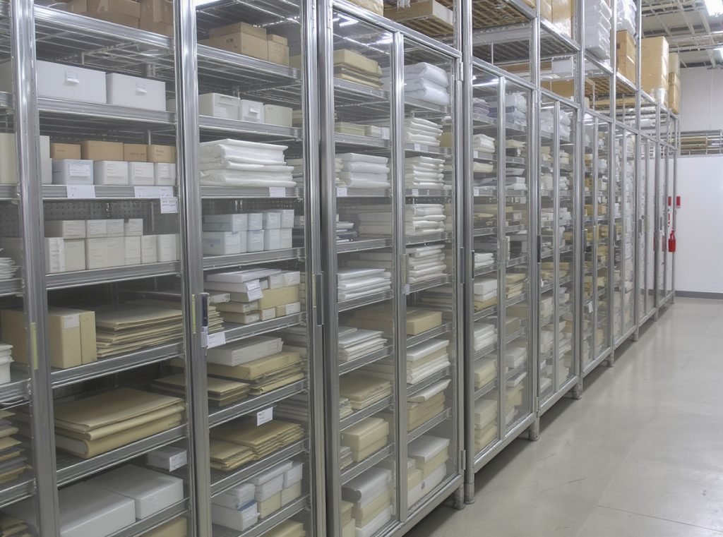 Premium metal and alternative archival storage materials display