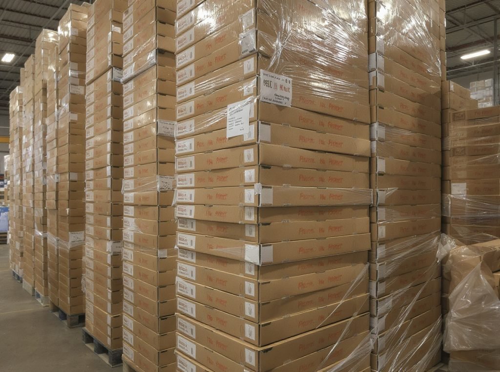 Stack of pizza boxes demonstrating structural integrity and storage efficiency