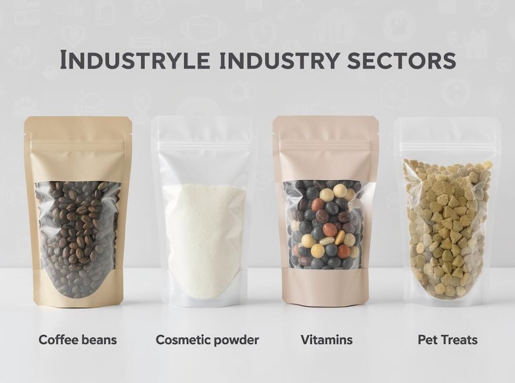 Industries benefiting from windowed stand-up pouches - food cosmetics pharmaceutical pet