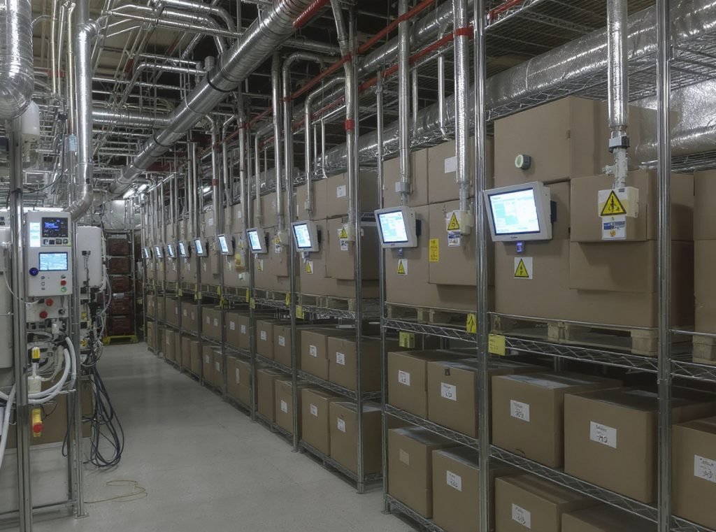 Climate-controlled archival storage with environmental monitoring systems