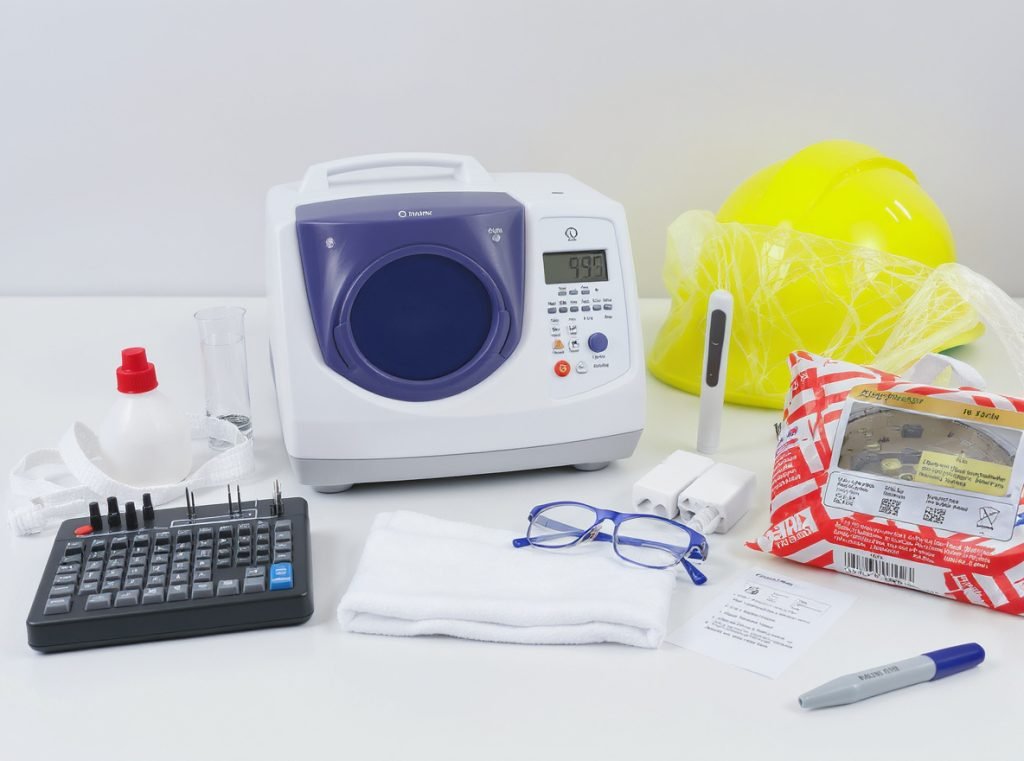 Child-resistant packaging testing laboratory with safety equipment and measurement tools