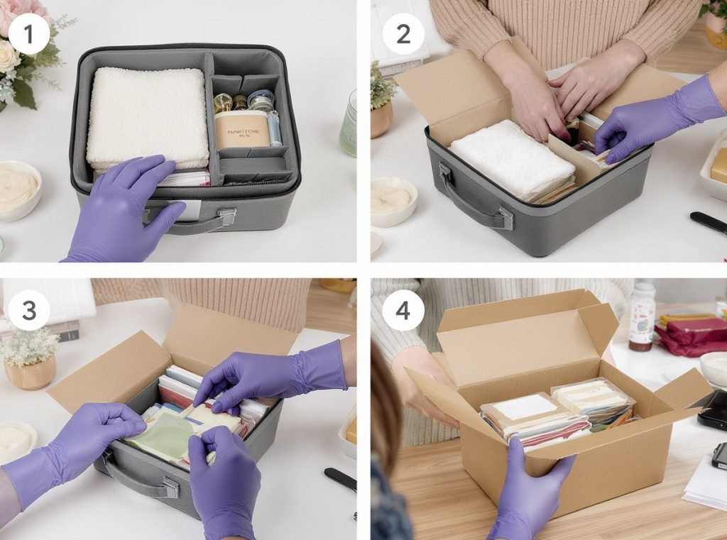 Professional packing techniques showing best practices for using crinkle-cut paper filler