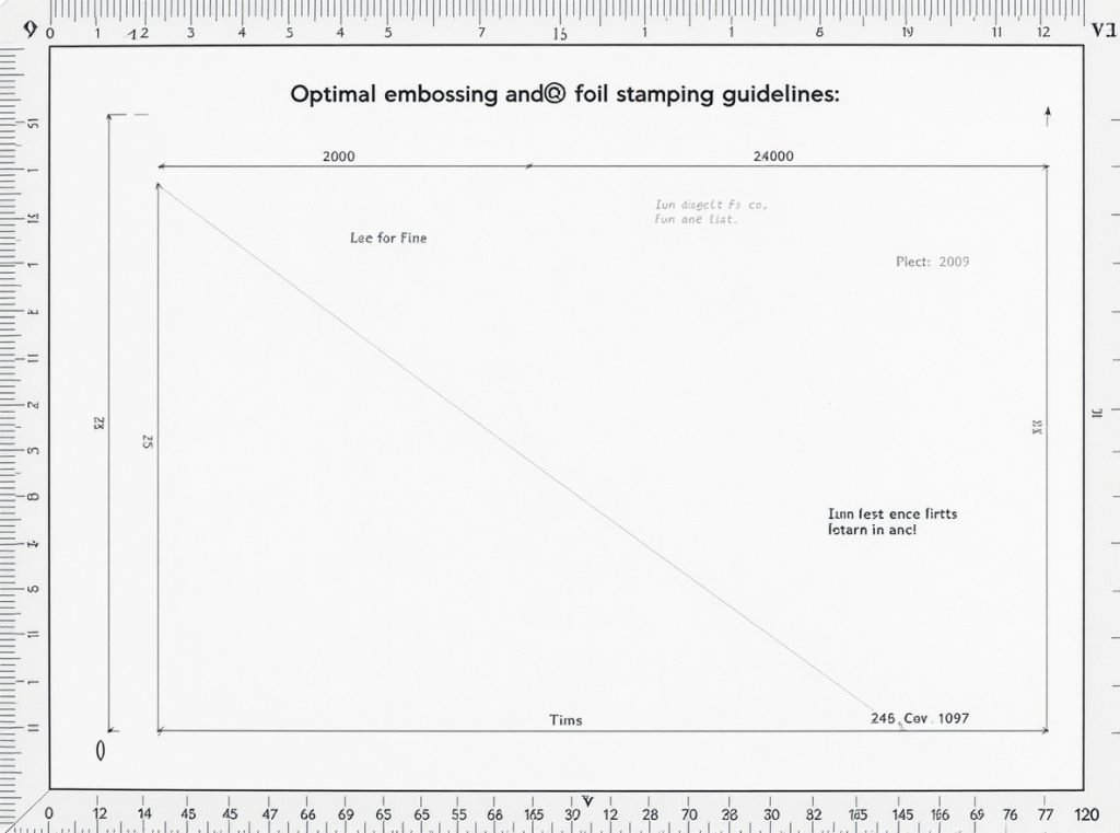 Design guidelines template for embossing and foil stamping on thick paperboard