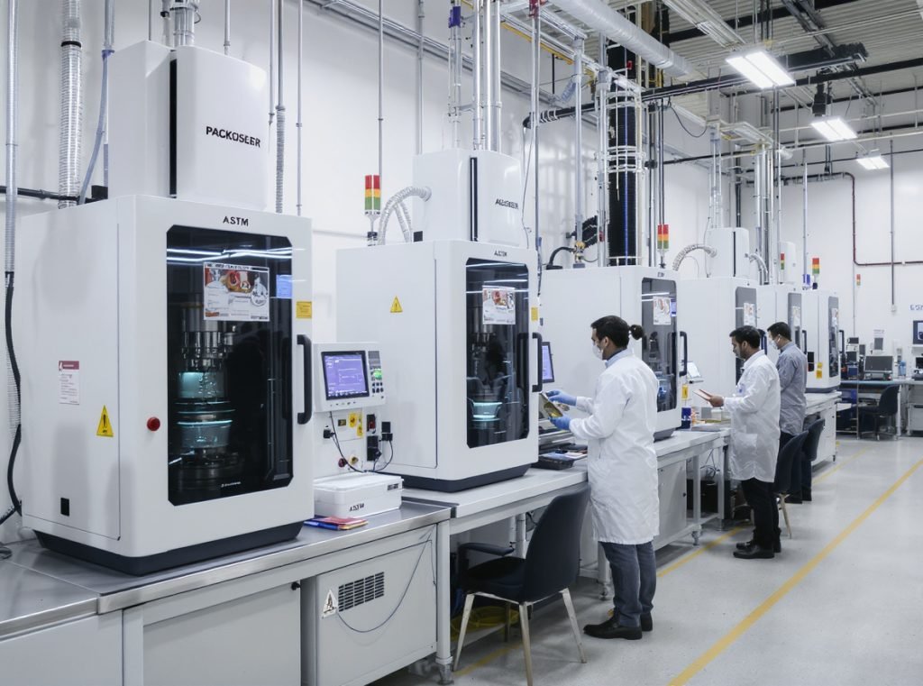 Professional packaging testing equipment and laboratory methods for oil barrier performance