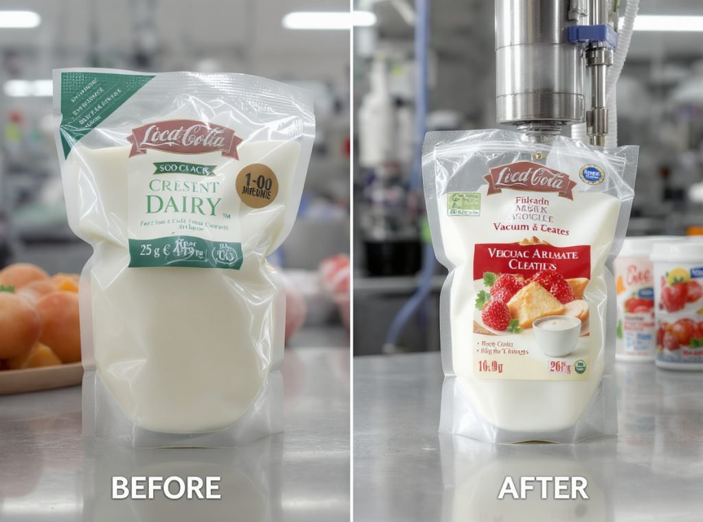 Shelf life extension technology for dairy products showing MAP packaging and preservation methods
