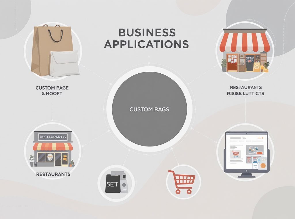 Custom shopping bags applications across different industries summary infographic