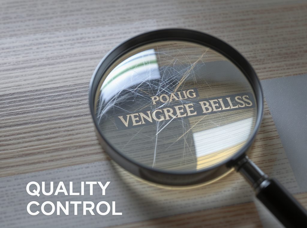 Quality control inspection showing common production issues in thick paperboard finishing