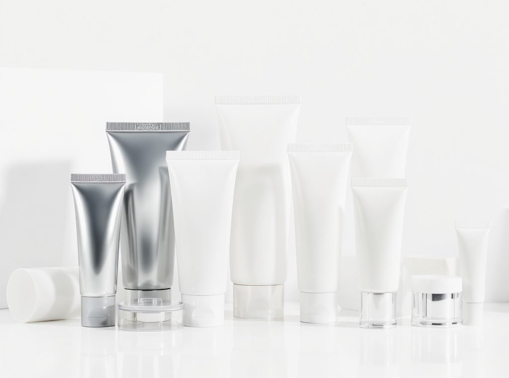 Various types of cosmetic and cream packaging tubes showing aluminum, plastic, and laminated options for premium product packaging