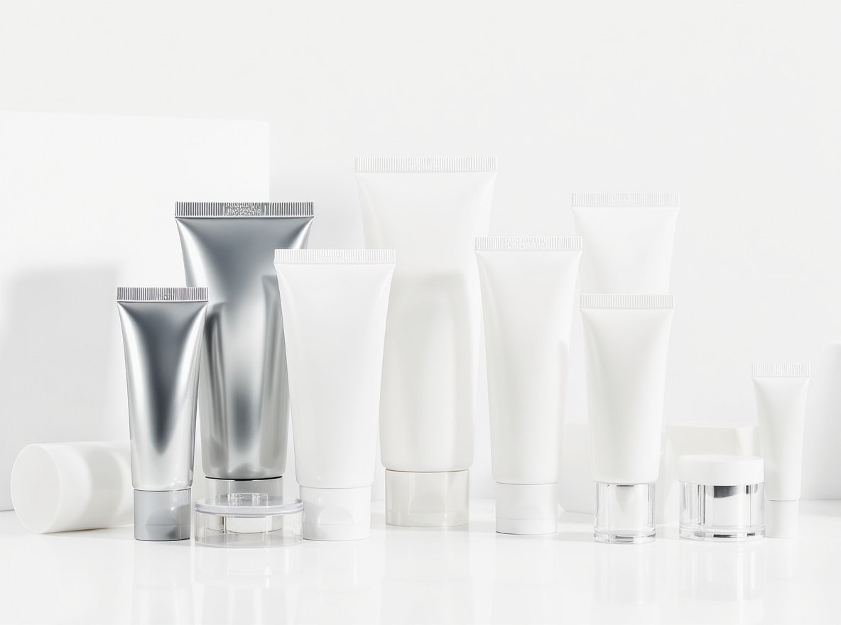 Various types of cosmetic and cream packaging tubes showing aluminum, plastic, and laminated options for premium product packaging