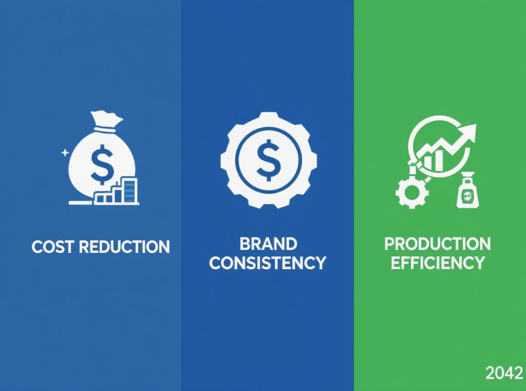 Benefits of using single packaging design for multiple product shades infographic