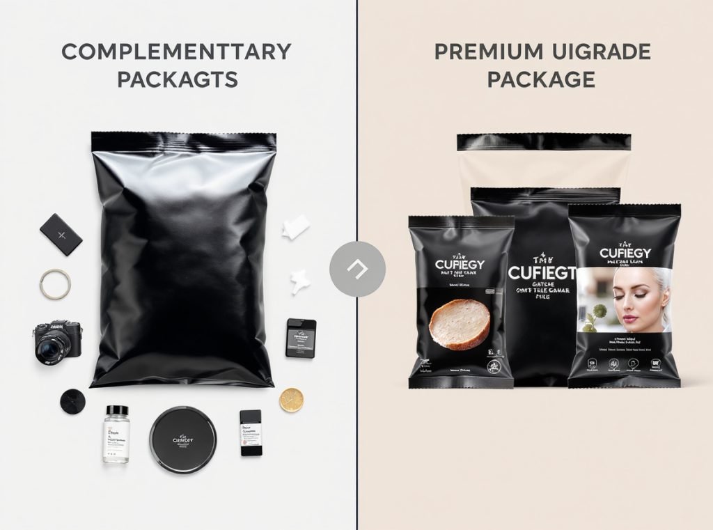 Cross-selling vs upselling packaging strategies comparison visual
