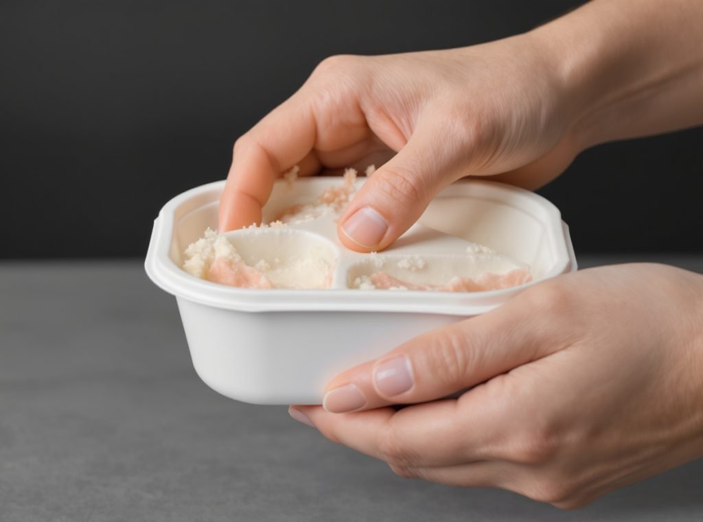 Proper grip demonstration on ergonomic food container design