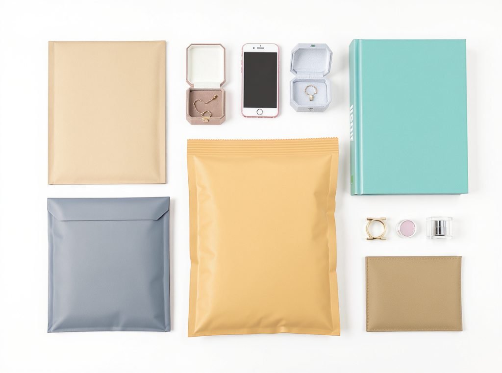 Products suitable for padded mailer shipping including electronics books jewelry and cosmetics