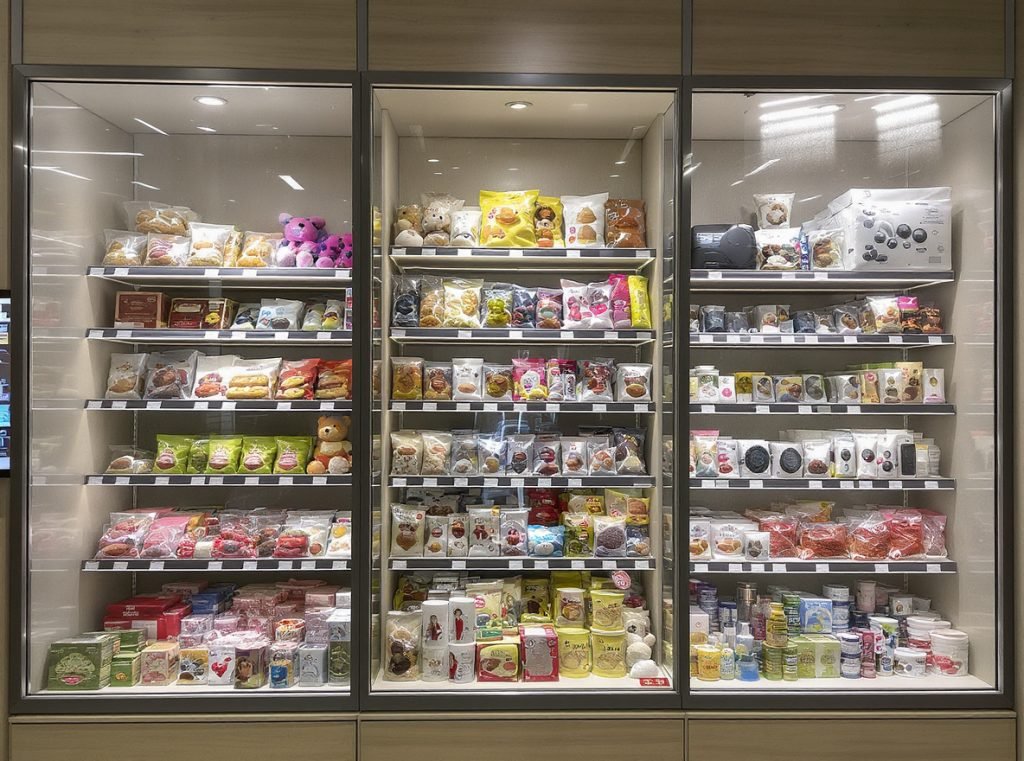 Various product categories including food, toys, and cosmetics in window packaging boxes showing versatility