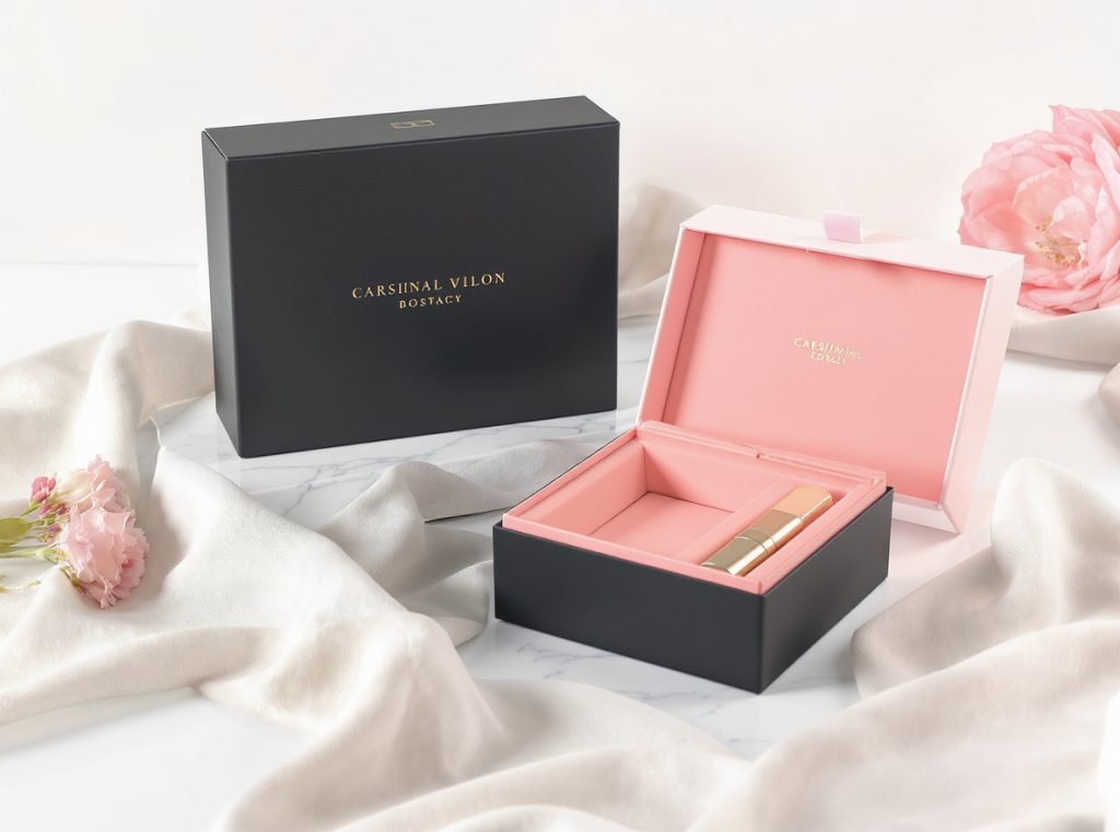 Rigid paperboard luxury cosmetic packaging boxes premium positioning magnetic closures