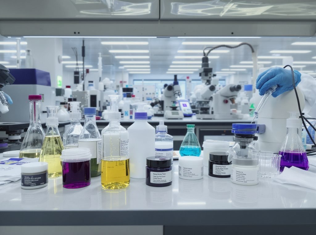 Cosmetic formulation compatibility testing with glass and plastic jar materials