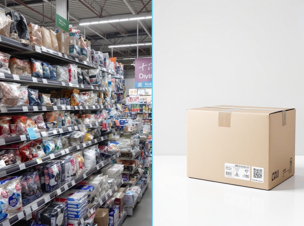 Comparison of e-commerce shipping packaging versus retail display packaging for beauty products