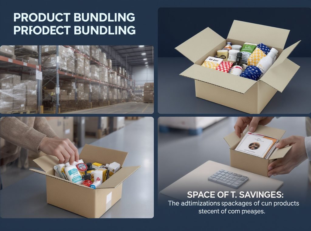 Product bundling strategies showing efficient packaging of multiple items to reduce dimensional weight