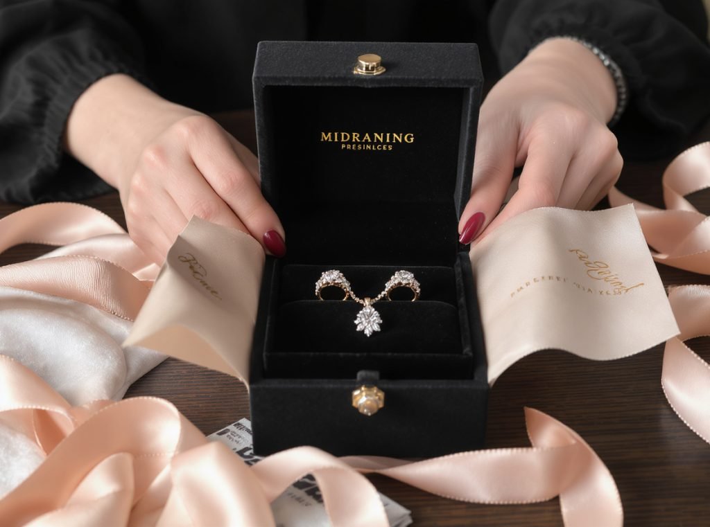 Luxury jewelry unboxing experience with layered reveals, premium materials, and memorable presentation